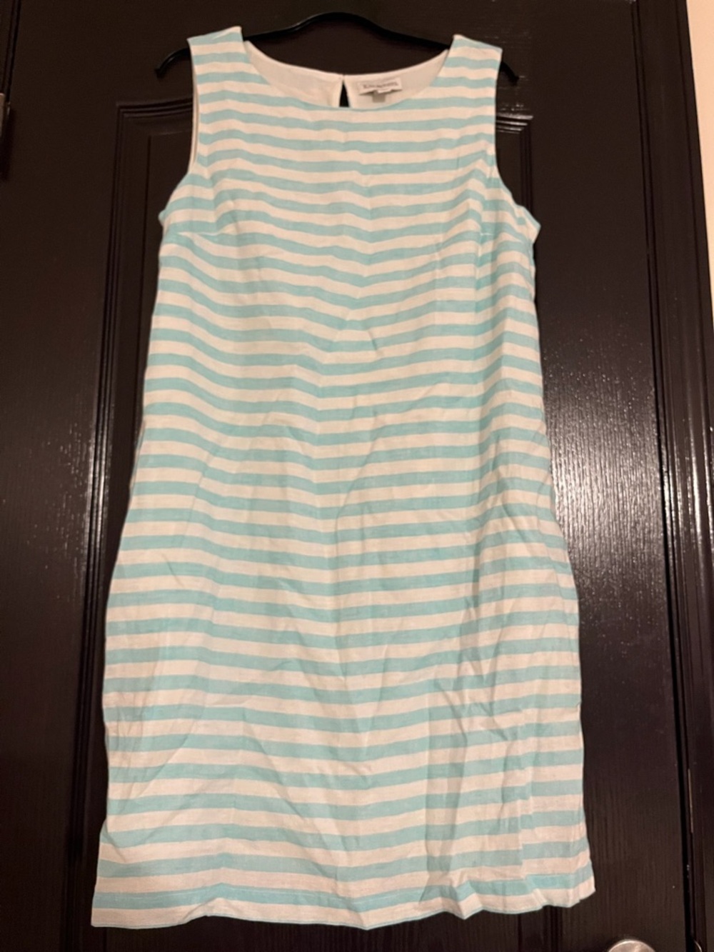 Striped Sleeveless Sheath Dress in Mint and White